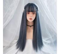 XAoSCd Perruque De Cosplay avec Frange, Cheveux Synthétiques Lisses, 24 Pouces De Long, Perruque Rose Résistante À La Chaleur pour Femmes, Perruques Grises pour Femmes (7 24 Pouces)