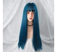 XAoSCd Perruque De Cosplay avec Frange, Cheveux Synthétiques Lisses, 24 Pouces De Long, Perruque Rose Résistante À La Chaleur pour Femmes, Perruques Grises pour Femmes (3 24 Pouces)