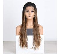 XAoSCd Perruques Avant Synthétiques Perruque Avant Synthétique Longue 2X Torsion Tresse Perruque pour Femmes Deux Tons Gris Blond Cosplay Perruque Partie Libre, 18 Pouces (28 Pouces)