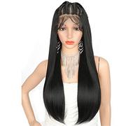 XAoSCd Perruques Avant Synthétiques Perruque Tressée Avant 13X6 pour Femmes Noires Perruque Synthétique, 26 Pouces (20 Pouces)