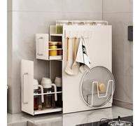 XAoSCd Support À Épices Étroit À 3 Niveaux, Organiseur De Cuisine Coulissant Robuste pour Assaisonnements, Support De Rangement Multifonctionnel pour Bouteilles De Condiments, O,