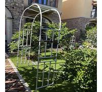 XAoSCd Support d'escalade pour Arche De Jardin en Treillis, Tuyau en Acier + Cadre De Vigne Grimpante en PE Tonnelle De Décoration Florale,White-3.5x2.67x0.5m