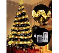 Xaosin Lumières de Ruban de Noël 10M 100 LED Sapin Decorer Lumineux USB et Batterie Ruban pour Sapin de Noel Led Guirlande Noel Lumineuse pour Décoration Intérieure Sapin de Noel Fête Mariage