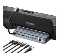 XAOSUN Station d'accueil 6 en 1, hub USB C en aluminium pour ROG Ally/Steam Deck OLED/Lenovo Legion Go/MSI Claw, Steam Deck Dock, 1 HDMI 2.1 4K @ 120 Hz, 2 USB A, 1 USB-C, 1 PD 3.0 100 W et 1 RJ45