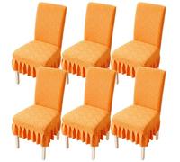 xapuo Housses De Chaise Élastiques avec Ourlet Jupe - Amovibles & Lavables en Machine pour Maison, Restaurant, Banquet(Orange,6pcs)