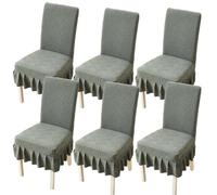xapuo Housses De Chaise Élastiques avec Ourlet Jupe - Amovibles & Lavables en Machine pour Maison, Restaurant, Banquet(Turquoise,6pcs)