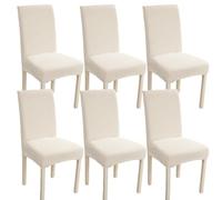 xapuo Housses De Chaise en Polaire - Élastiques Épaisses, Amovibles Et Lavables Machine pour Cuisine Maison Hôtel(Pearl White,6pcs)