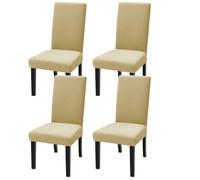 xapuo Housses de Chaise Imperméables, Hautes Élastiques Enveloppantes pour Cuisine, Restaurant & Banquet à la Maison(Beige,4pcs)