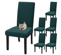 xapuo Housses Élastiques Extensibles pour Chaises De Salle À Manger - Amovibles Et Lavables en Machine pour Cuisine, Restaurant, Banquet Domicile Fête(Dark Green,6pcs)