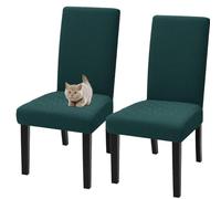 xapuo Housses Élastiques Extensibles pour Chaises De Salle À Manger - Amovibles Et Lavables en Machine pour Cuisine, Restaurant, Banquet Domicile Fête(Dark Green,2pcs)
