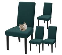 xapuo Housses Élastiques Extensibles pour Chaises De Salle À Manger - Amovibles Et Lavables en Machine pour Cuisine, Restaurant, Banquet Domicile Fête(Dark Green,4pcs)