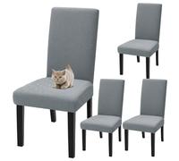 xapuo Housses Élastiques Extensibles pour Chaises De Salle À Manger - Amovibles Et Lavables en Machine pour Cuisine, Restaurant, Banquet Domicile Fête(Light Gray,4pcs)