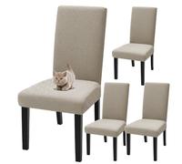 xapuo Housses Élastiques Extensibles pour Chaises De Salle À Manger - Amovibles Et Lavables en Machine pour Cuisine, Restaurant, Banquet Domicile Fête(Khaki,4pcs)