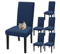xapuo Housses Élastiques Extensibles pour Chaises De Salle À Manger - Amovibles Et Lavables en Machine pour Cuisine, Restaurant, Banquet Domicile Fête(Navy Blue,6pcs)