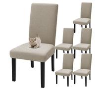 xapuo Housses Élastiques Extensibles pour Chaises De Salle À Manger - Amovibles Et Lavables en Machine pour Cuisine, Restaurant, Banquet Domicile Fête(Khaki,6pcs)