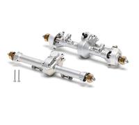 XAQRYQO Essieu de Voiture RC pour Axial pour SCX24 90081 C10 B-17 1967 pour Wrangler 1/24 RC Voiture en Alliage D'aluminium Édition Complète Ensemble D'essieux Avant Arrière(Silver,Front and Rear)