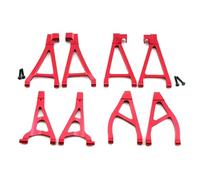 XAQRYQO Pièces RC pour Traxxas pour Summit pour E-Revo pour VXL 1/16 Ensemble Bras Suspension Inférieur Supérieur Avant Arrière Métal 7131 7132R Pièces Mise Niveau Voiture RC Accessoires(Red,Set)