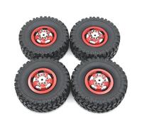 XAQRYQO Pièces RC pour WPL C54 C14 C24 C34 C44 B14 B24 pour MN D90 MN99S pour MN78 MN82 Remplacement 67 Mm Jante Roue en Métal Pneu en Caoutchouc Pneu RC Voiture Pièces De Mise À Niveau(Red)
