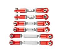 XAQRYQO RC Barre de Direction pour ARRMA pour Mojave 4X4 4S pour Blx 1/8 Rc Crawler Car pour Desert Truck Pièces De Mise À Niveau, Ensemble Biellettes Direction en Alliage D'aluminium(Red)