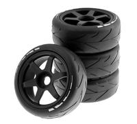 XAQRYQO RC Jante de Roue de Moyeu pour ARRMA pour Redcat pour Team pour Losi pour Kyosho pour VRX pour HPI 1/8 RC Tout-Terrain pour Buggy 105mm Pneus Roue 17mm Hex(Black)