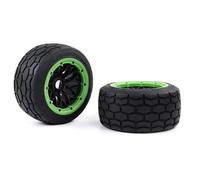 XAQRYQO RC Jante de Roue de Moyeu pour HPI pour ROFUN pour BAHA pour KM pour ROVAN pour 5B 1/5 Voiture Rc pour La Course pour Pièces De Jouets Pneu Jeu Pneus Roue Avant Et Arrière(Green)