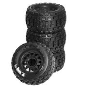 XAQRYQO RC Jante de Roue de Moyeu pour TRAXXAS pour MAXX pour ARRMA pour Granite pour KRATON pour Outcast 1/10 RC 128mm pour Pneu De Camion pour Monster Stunt Et Hex(Black,A)