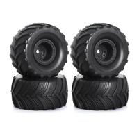 XAQRYQO RC Jante de Roue de Moyeu pour TRX4M pour FMS pour FCX24 pour Axial pour SCX24 1/18 1/24 pour Monster Truck RC Pièces De Voiture sur Chenilles 52mm 1.0" Jeu Pneus Jante Roue(Black)