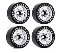 XAQRYQO Rc Pièces D'auto pour TRAX4 pour SCX10 90046 AXI03007 1/10 Voiture Télécommandée 4 Pièces Jante en Alliage D'aluminium Beadlock 2.2in Jantes Moyeu(Silver)