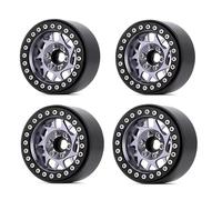 XAQRYQO Rc Pièces D'auto pour TRAX4 pour SCX10 90046 AXI03007 1/10 Voiture Télécommandée 4 Pièces Jante en Alliage D'aluminium Beadlock 2.2in Jantes Moyeu(Gray)