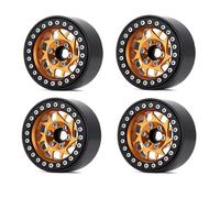 XAQRYQO Rc Pièces D'auto pour TRAX4 pour SCX10 90046 AXI03007 1/10 Voiture Télécommandée 4 Pièces Jante en Alliage D'aluminium Beadlock 2.2in Jantes Moyeu(Yellow)