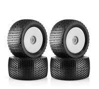 XAQRYQO RC Pneu De Voiture pour ARRMA pour Traxxas pour Redcat pour Team pour Losi pour Kyosho 4 Pièces 140 Mm 1/8 RC pour Voiture De Course Tout-Terrain Pneu 17 Roue Hexagonale(White)