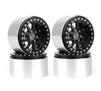 XAQRYQO RC Pneu De Voiture pour Axial pour SCX10 90046 pour Capra RR10 pour Wraith RBX10 pour Yeti Métal 2. Pouces Jante De Roue Beadlock pour Voiture sur Chenilles 1/10 RC(Black)