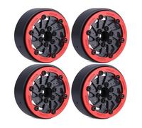 XAQRYQO RC Pneu De Voiture pour SCX10 pour TRX4 pour Capra VS4-10 pour Jante De Roue en Fibre Carbone 1,9 Pouces avec Rotors Frein pour Voiture sur Chenilles 1/10 RC(Red)