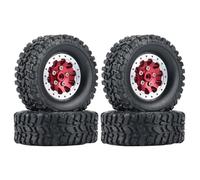 XAQRYQO RC Pneu De Voiture pour WPL pour C14 C24 B14 B24 B36 MN D90 MN99S 4 Pièces Jante De Moyeu Roue À Billes en Métal Et Pneu Caoutchouc Mise Niveau Voiture RC(Red White)