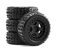 XAQRYQO RC Roues et Pneus pour Arrma pour Typhon pour Grom 1/18 Pièces De Mise À Niveau pour Voitures Télécommandées Accessoires 4 Pneus en Caoutchouc 69Mm Écrous Hexagonaux 12Mm(Black)