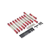 XAQRYQO RC Voiture Accessoire pour WPL C14 C24 1/16 rc Car Upgrade Accessories Metal Pull Rod Steering Link Set Pièces De Rechange RC Mise À Niveau(Red)