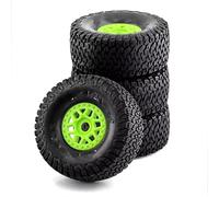 XAQRYQO RC Voiture Pneus Jantes pour ARRMA pour Mojave pour TRAXXAS pour UDR pour Yikong DF7 FS 4 Pièces 135 Mm 1/7 pour Pneu De Camion pour Desert Short Course 17 Roue Hexagonale(Green)
