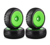 XAQRYQO RC Voiture Pneus Jantes pour La Course pour Voiture 4WD pour Nitro pour HPI pour Kyosho ZD pour Hongnuo 1/8 RC Off Road Buggy Pneus Roue 17mm Moyeux Hexagonaux 4PCS 116mm(Green)