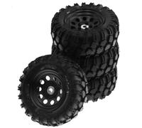 XAQRYQO RC Voiture Pneus Jantes pour Traxxas TRX4 D90 D110 pour Axial SCX10 pour MST 1/10 RC Crawler Car 4pcs 93mm Metal 1.9" Beadlock Wheel Rim Rubber Tire Set。(Black W142)