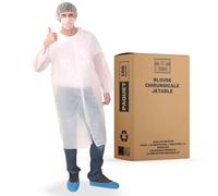 XARA Blouse en Polyéthylène LDPE Jetable Lot 100 - Fermeture Crochets - Protection et Confort - Imperméable - Taille Unique - 114 x 146 cm - Blanc