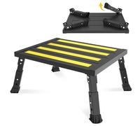 XARILK Marchepied pliable en aluminium à hauteur réglable pour camping-car, supporte jusqu'à 300 kg, pieds en caoutchouc antidérapants, facile à transporter (noir)