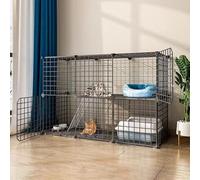 XARONF Cage for Chat - Parc for Chat Cages for Chat Caisse for Chat Parc for Chiot, Enclos de chenil for Chat Bricolage avec Porte for Chaton Petits Animaux(Size:111 * 49 * 73cm)