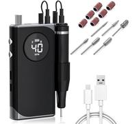 XARONF Perceuse à Ongles Professionnelle 40 000 TR/Min, Rechargeable, Portable, puissante, Lime à Ongles électrique avec Mode Pause for Ongles en Gel Acrylique, Salon à Domicile (Color : Black)