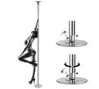 XARONF Poteau de Danse Statique et Rotatif/entraînement de Force, Ensemble de Pole Dance monté au Plafond avec Plaque Fixe, poteaux de dénudage en Acier réglables de 7,3 à 9 Pieds