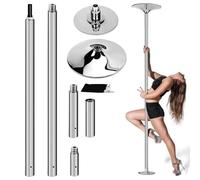 XARONF Poteau de Strip-teaseur Professionnel 45 mm, Poteau de Danse d'exercice de Fitness Amovible, Poteau de Danse Portable et Statique, Hauteur réglable for Le Fitness à Domicile (Color : Silver)