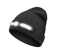Xasbseulk Bonnet Lumineux en Tricot avec lumière 3 Modes - Rechargeable avec Lampe Torche pour sécurité - pour Cyclisme, randonnée, Camping Hiver, Hommes, Femmes et Adultes