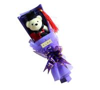 Xasbseulk Bouquet d'ours pour félicitations, diplômé avec chapeau d'académicien et décoration florale | Cadeaux de remise de diplôme pour fils, fille, nièce, petite-fille