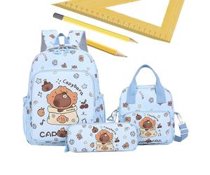 Xasbseulk Capybara Sac à dos pour filles - Porte-crayons Capibara - Ensemble sac à déjeuner esthétique pour adultes universitaires adolescents école pique-nique collation
