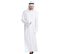 Xasbseulk Costume et vêtements de prince arabe d'Halloween - Robe de prince arabe avec chapeau, robe du désert avec bandeau pour adultes, adolescents, étudiants, amis et