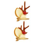 Xasbseulk Pinces à rennes, pinces à cheveux de Noël - 2x jolies pinces à cheveux en bois de renne pour filles - Accessoires pour de vacances, barrettes à de dessin animé, faveurs de